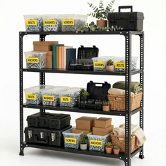 SPACIOUS® Multipurpose Cast Iron Racks | Adjustable Shelves for Storage, Display & Organization in Homes, Shops & Industries (Dimension(304.8mm X 914.4mm X 1219.2mm)(Grey). - 4 Shelves (Grey)