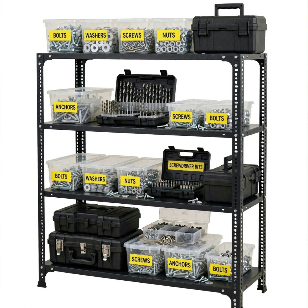 SPACIOUS® Multipurpose Slotted Angle Racks | Heavy-Duty Cast Iron Adjustable Shelves for Homes, Shops, Garages & Industries (Dimension 12"X24"X36")(304.8mm X 609.6mm X 914.4mm)(Grey)(4shelves).