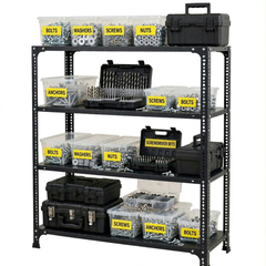 SPACIOUS® Multipurpose Slotted Angle Racks | Heavy-Duty Cast Iron Adjustable Shelves for Homes, Shops, Garages & Industries (Dimension 12"X24"X36")(304.8mm X 609.6mm X 914.4mm)(Grey)(4shelves).