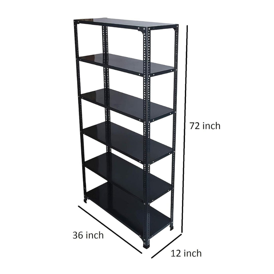 SPACIOUS® Multipurpose Slotted Angle Racks | Heavy-Duty Cast Iron Adjustable Shelves for Homes, Shops, Garages & Industries (Dimension 12"X36"X72")(304.8mm X 914.4mm X 1828.8mm)(Grey)(6shelves).