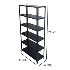 SPACIOUS® Multipurpose Cast Iron Racks | Adjustable Shelves for Storage, Display & Organization in Homes, Shops & Industries (Dimension(304.8mm X 914.4mm X 1828.8mm)(Grey). - 6 Shelves (Grey)