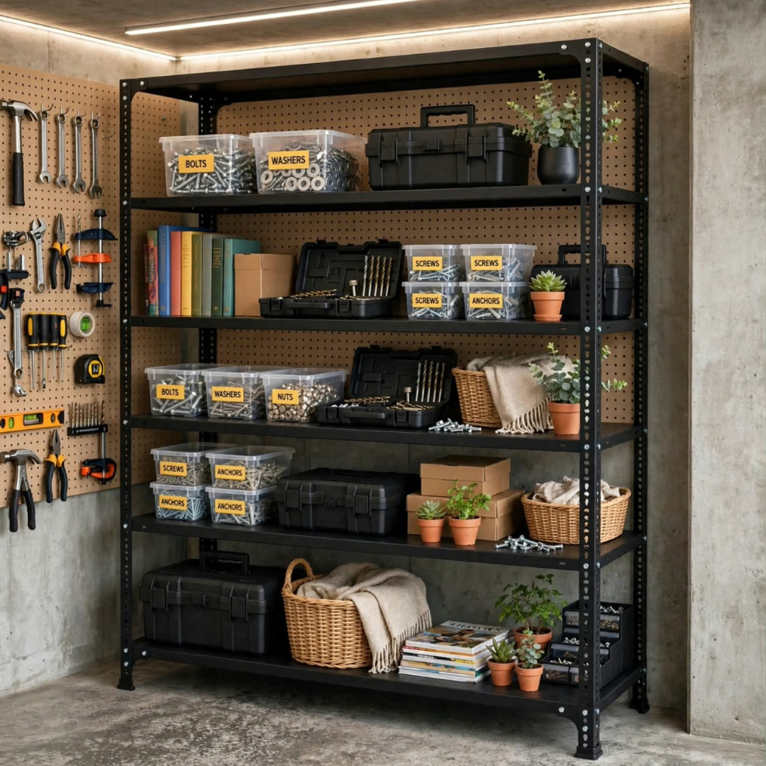 SPACIOUS® Multipurpose Cast Iron Racks | Adjustable Shelves for Storage, Display & Organization in Homes, Shops & Industries (Dimension(304.8mm X 609.6mm X 1828.8mm)(Grey). - 6 Shelves (Grey)