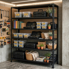 SPACIOUS® Multipurpose Cast Iron Racks | Adjustable Shelves for Storage, Display & Organization in Homes, Shops & Industries (Dimension(304.8mm X 609.6mm X 1828.8mm)(Grey). - 6 Shelves (Grey)