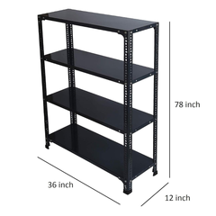SPACIOUS® Multipurpose Cast Iron Luggage Racks | Adjustable Shelf Unit for Luggage Storage, Display & Organization in Homes, Shops, Garages & Industries (Dimension 12"X36"X48")(304.8mm X 914.4mm X 1219.2mm)(Grey)(4shelves).