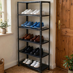 SPACIOUS® Multipurpose Cast Iron Shoe Racks | Adjustable Shelf Unit for Homes, Shops, Garages & Industries | Storage & Display Shoe Racks (Dimension(304.8mm X 609.6mm X 1828.8mm)(Grey). - 6 Shelves (Grey)