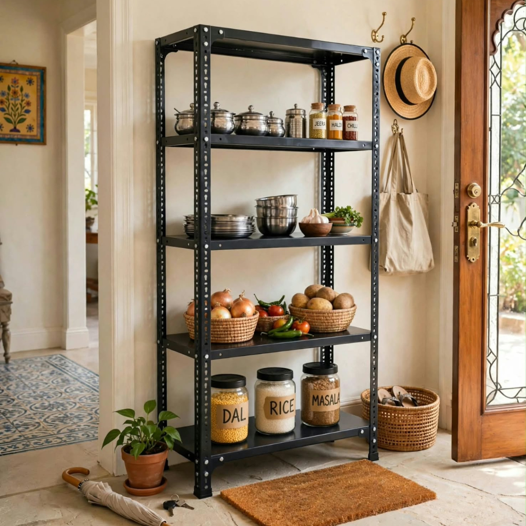 SPACIOUS® Multipurpose Kitchen Organizer Racks | Adjustable Shelves for Kitchen Organization, Storage & Display in Homes, Shops & Industries (Dimension 9"X36"X36")(228.6mm X 914.4mm X 914.4mm)(Grey)(5shelves).
