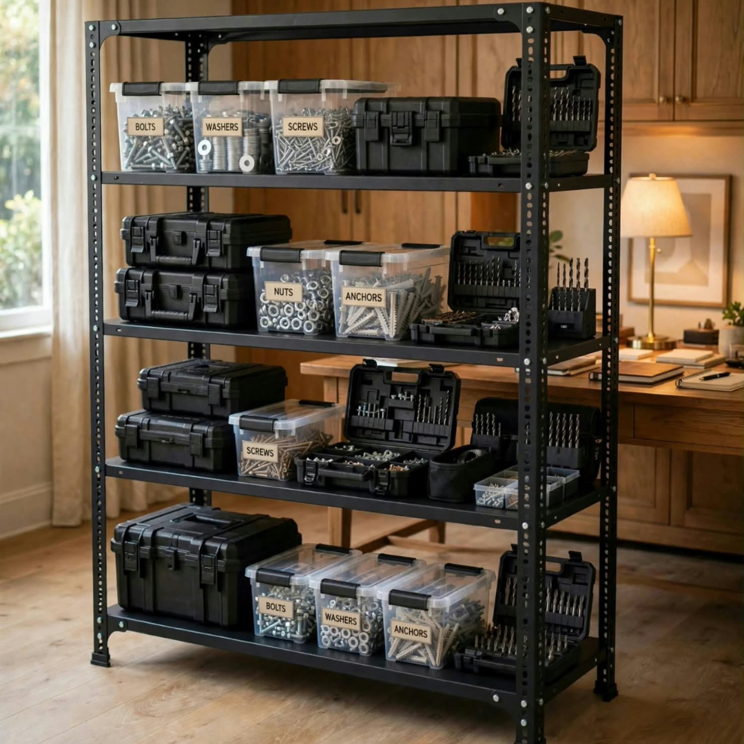 SPACIOUS® Multipurpose Slotted Angle Racks | Heavy-Duty Cast Iron Adjustable Shelves for Homes, Shops, Garages & Industries (Dimension 12"X24"X60")(304.8mm X 609.6mm X 1524.0mm)(Grey)(5shelves).