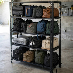 SPACIOUS® Multipurpose Cast Iron Luggage Racks | Adjustable Shelf Unit for Luggage Storage, Display & Organization in Homes, Shops, Garages & Industries (Dimension 12"X24"X60")(304.8mm X 609.6mm X 1524.0mm)(Grey)(5shelves).