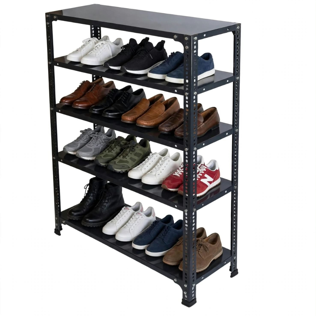 SPACIOUS® Multipurpose Cast Iron Shoe Racks | Adjustable Shelf Unit for Homes, Shops, Garages & Industries | Storage & Display Shoe Racks (Dimension(304.8mm X 914.4mm X 1473.2mm)(Grey). - 5 Shelves (Grey)