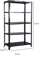 SPACIOUS® Slotted Angle Rack 5 Shelves Multipurpose Storage Rack Fine Finish Heavy Duty Metal Shelving Unit for Home Garage Kitchen Organizer (Dimension 12"X36"X72") (304.8mm X 914.4mm X 1828.8mm) (Grey) (Shelves 5)