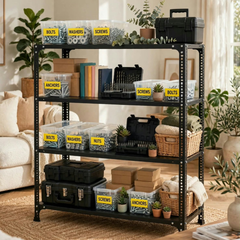 SPACIOUS® Multipurpose Cast Iron Racks | Adjustable Shelves for Storage, Display & Organization in Homes, Shops & Industries (Dimension(304.8mm X 914.4mm X 1981.2mm)(Grey). - 4 Shelves (Grey)