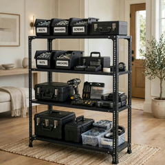 SPACIOUS® Multipurpose Slotted Angle Racks | Heavy-Duty Cast Iron Adjustable Shelves for Homes, Shops, Garages & Industries (Dimension 12"X36"X48")(304.8mm X 914.4mm X 1219.2mm)(Grey)(4shelves).