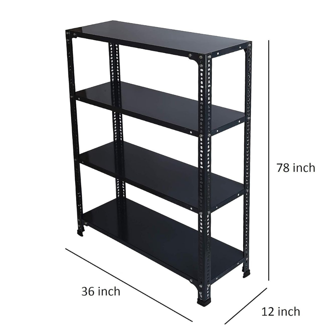 SPACIOUS® Multipurpose Slotted Angle Racks | Heavy-Duty Cast Iron Adjustable Shelves for Homes, Shops, Garages & Industries (Dimension 12"X36"X78")(304.8mm X 914.4mm X 1981.2mm)(Grey)(4shelves).