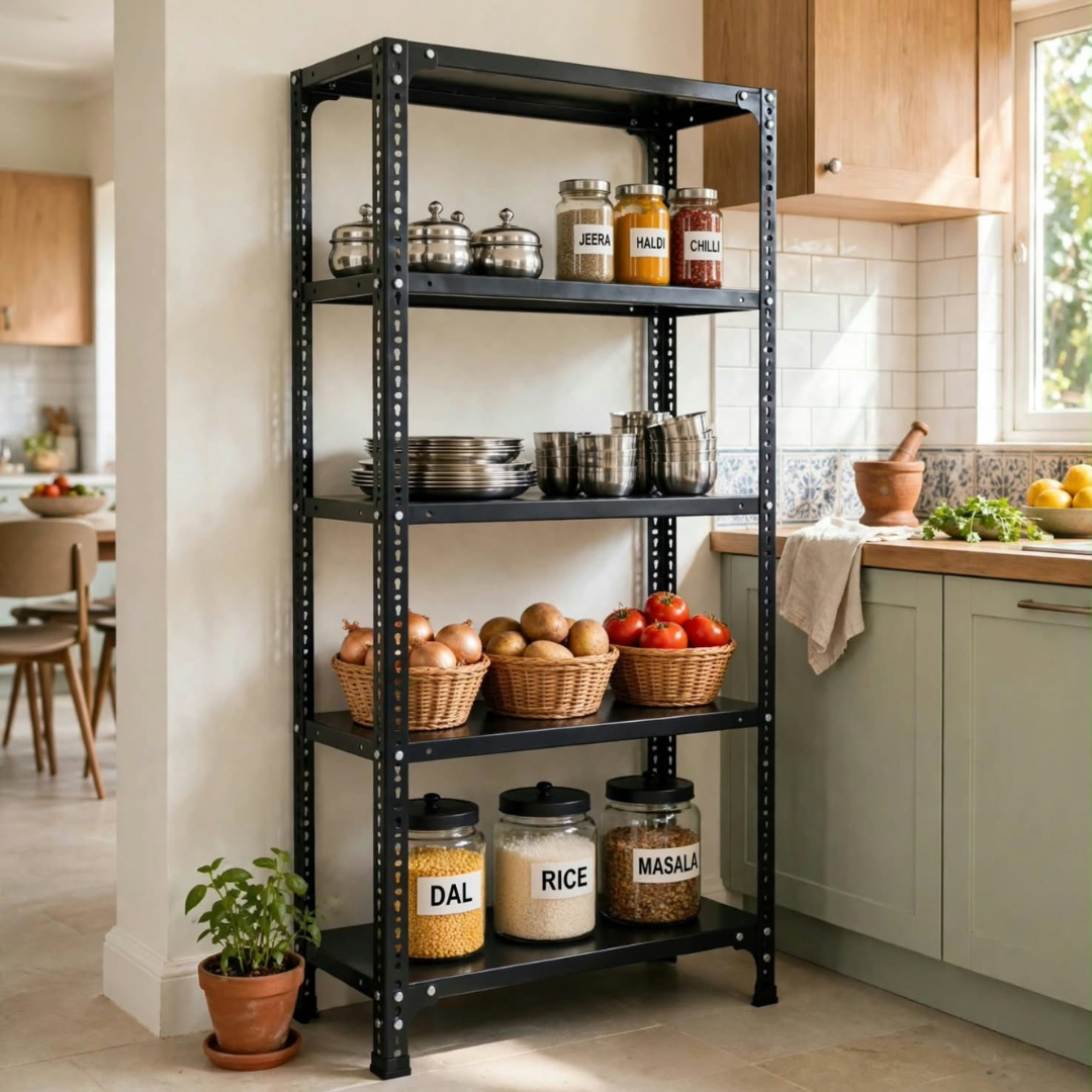 SPACIOUS® Multipurpose Kitchen Organizer Racks | Adjustable Shelves for Kitchen Organization, Storage & Display in Homes, Shops & Industries (Dimension 12"X36"X58")(304.8mm X 914.4mm X 1473.2mm)(Grey)(5shelves).