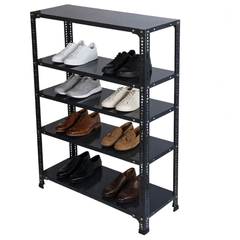 SPACIOUS® Multipurpose Cast Iron Shoe Racks | Adjustable Shelf Unit for Homes, Shops, Garages & Industries | Storage & Display Shoe Racks (Dimension(304.8mm X 609.6mm X 1524.0mm)(Grey). - 5 Shelves (Grey)
