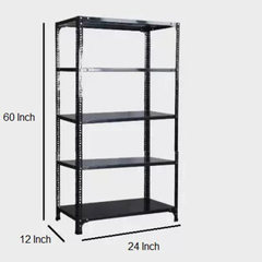 SPACIOUS® Multipurpose Slotted Angle Racks | Heavy-Duty Cast Iron Adjustable Shelves for Homes, Shops, Garages & Industries (Dimension 12"X24"X60")(304.8mm X 609.6mm X 1524.0mm)(Grey)(5shelves).