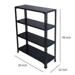 SPACIOUS® Multipurpose Cast Iron Luggage Racks | Adjustable Shelf Unit for Luggage Storage, Display & Organization in Homes, Shops, Garages & Industries (Dimension 12"X36"X78")(304.8mm X 914.4mm X 1981.2mm)(Grey)(4shelves).