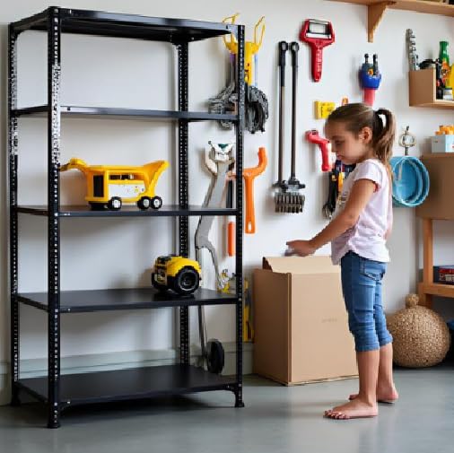 SPACIOUS® Slotted Angle Rack 5 Shelves Multipurpose Storage Rack Fine Finish Heavy Duty Metal Shelving Unit for Home Garage Warehouse Office Organizer 12x36x72 Inch Grey
