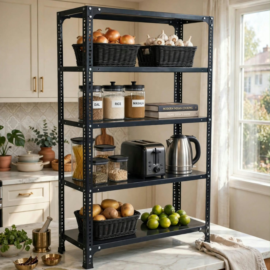 SPACIOUS® Multipurpose Kitchen Organizer Racks | Adjustable Shelves for Kitchen Organization, Storage & Display in Homes, Shops & Industries (Dimension 12"X24"X72")(304.8mm X 609.6mm X 1828.8mm)(Grey)(5shelves).