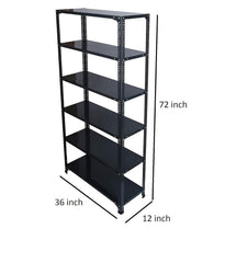 SPACIOUS® Multipurpose Slotted Angle Cast Iron, Book Shelf, Luggage Rack, Iron Rack, Shoe Rack for Storage Rack (Dimension 12"X36"X72") (304.8mm X 914.4mm X 1828.8mm) (Grey) (Shelves 6).