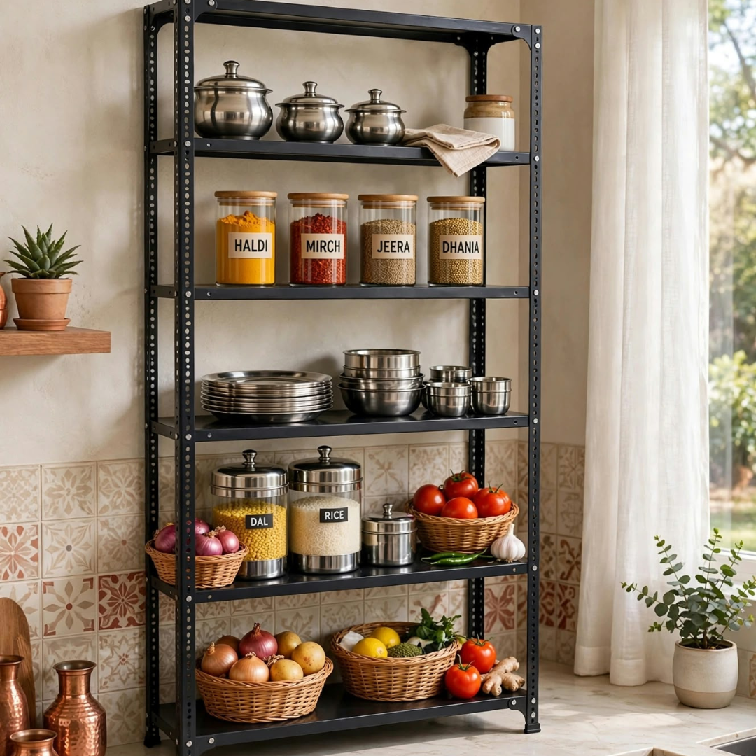 SPACIOUS® Multipurpose Kitchen Organizer Racks | Adjustable Shelves for Kitchen Organization, Storage & Display in Homes, Shops & Industries (Dimension 12"X24"X72")(304.8mm X 609.6mm X 1828.8mm)(Grey)(6shelves).