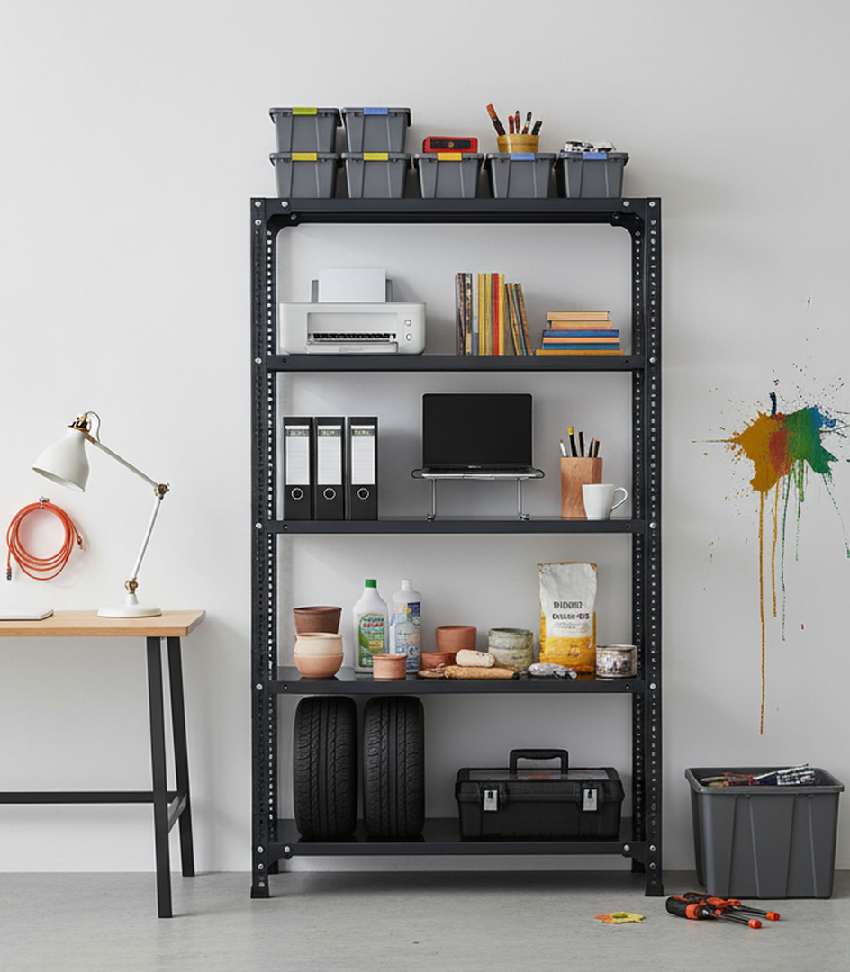 SPACIOUS® Slotted Angle Rack 5 Shelves Multipurpose Storage Rack Fine Finish Heavy Duty Metal Shelving Unit for Home Garage Kitchen Organizer (Dimension 12"X36"X72") (304.8mm X 914.4mm X 1828.8mm) (Grey) (Shelves 5)