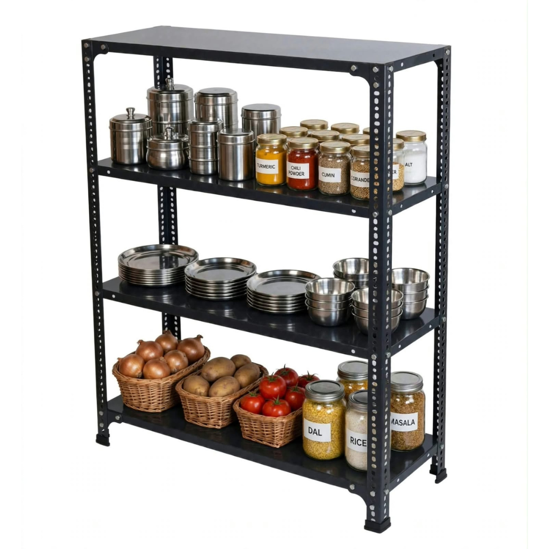 SPACIOUS® Multipurpose Kitchen Organizer Racks | Adjustable Shelves for Kitchen Organization, Storage & Display in Homes, Shops & Industries (Dimension 12"X24"X36")(304.8mm X 609.6mm X 914.4mm)(Grey)(4shelves).