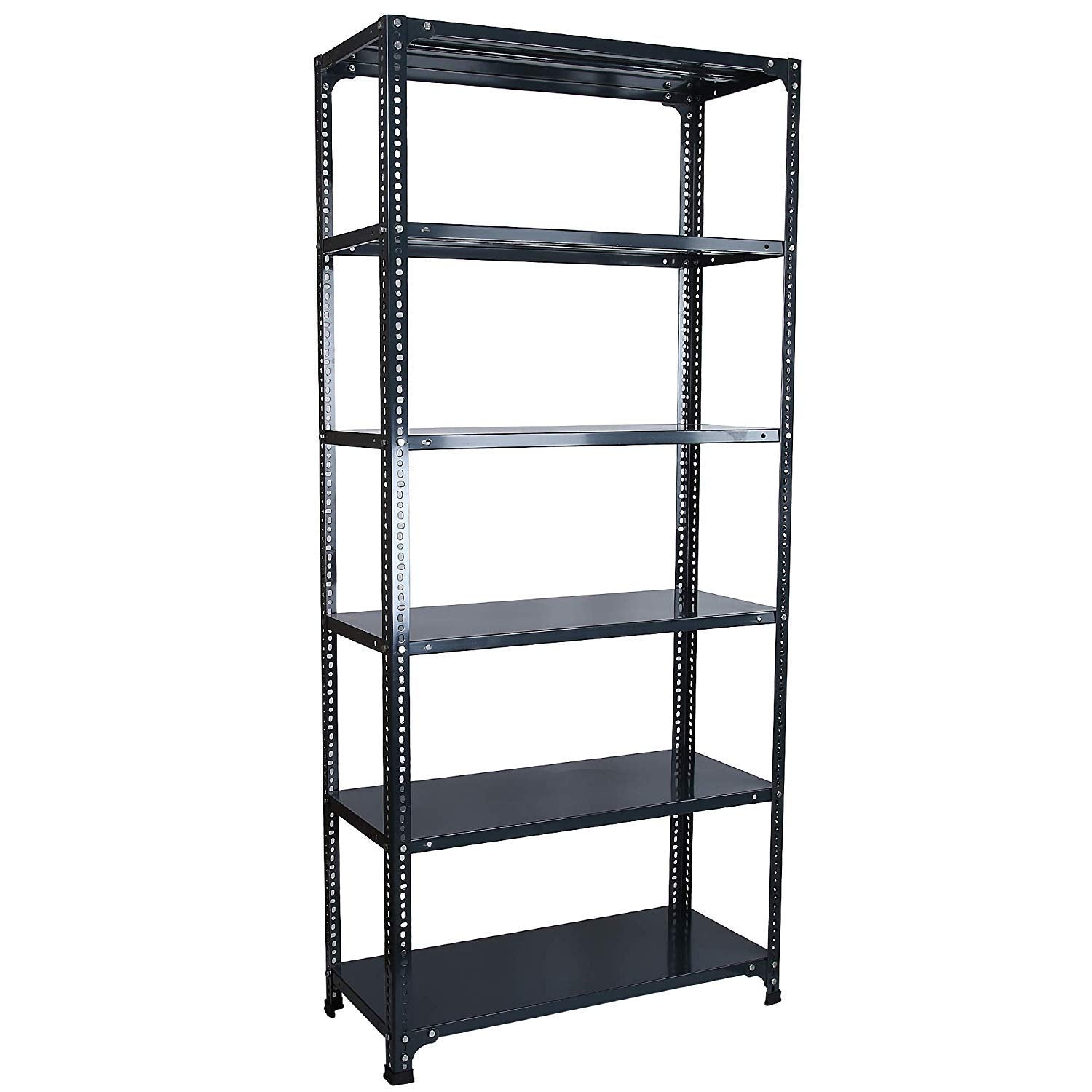 SPACIOUS® Multipurpose Slotted Angle Cast Iron, Book Shelf, Luggage Rack, Iron Rack, Shoe Rack for Storage Rack (Dimension 12"X36"X72") (304.8mm X 914.4mm X 1828.8mm) (Grey) (Shelves 6).