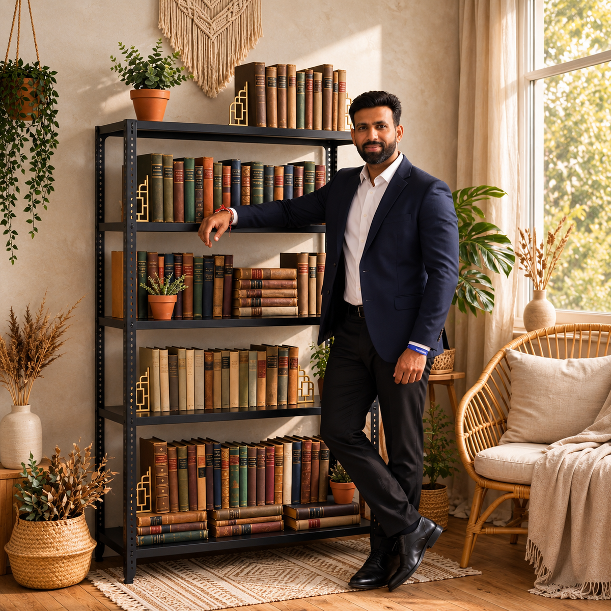 SPACIOUS® Multipurpose Cast Iron Bookshelves | Adjustable Shelves for Book Storage & Display in Homes, Libraries & Offices  (Dimension 9"X36"X36")(228.6mm X 914.4mm X 914.4mm)(Grey)(5shelves).