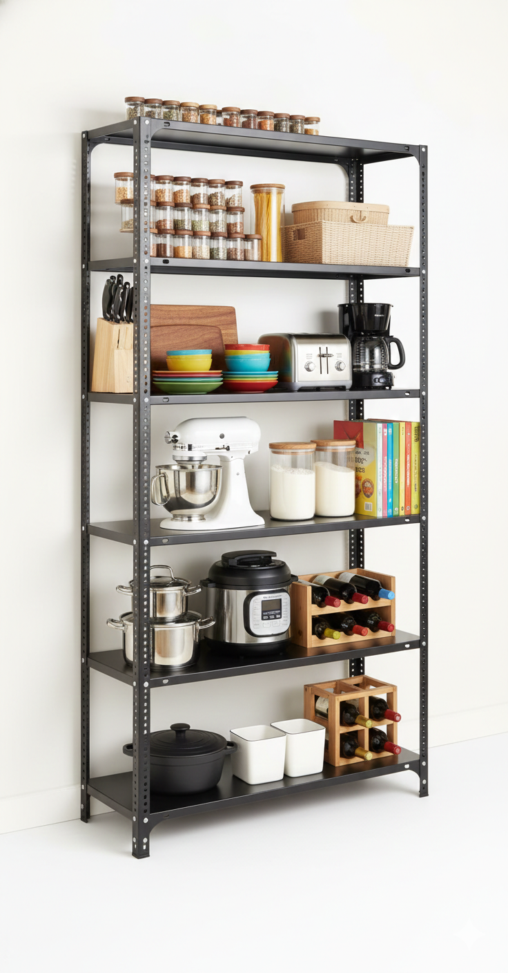 SPACIOUS® Multipurpose Slotted Angle Cast Iron, Book Shelf, Luggage Rack, Iron Rack, Shoe Rack for Storage Rack (Dimension 12"X36"X72") (304.8mm X 914.4mm X 1828.8mm) (Grey) (Shelves 6).